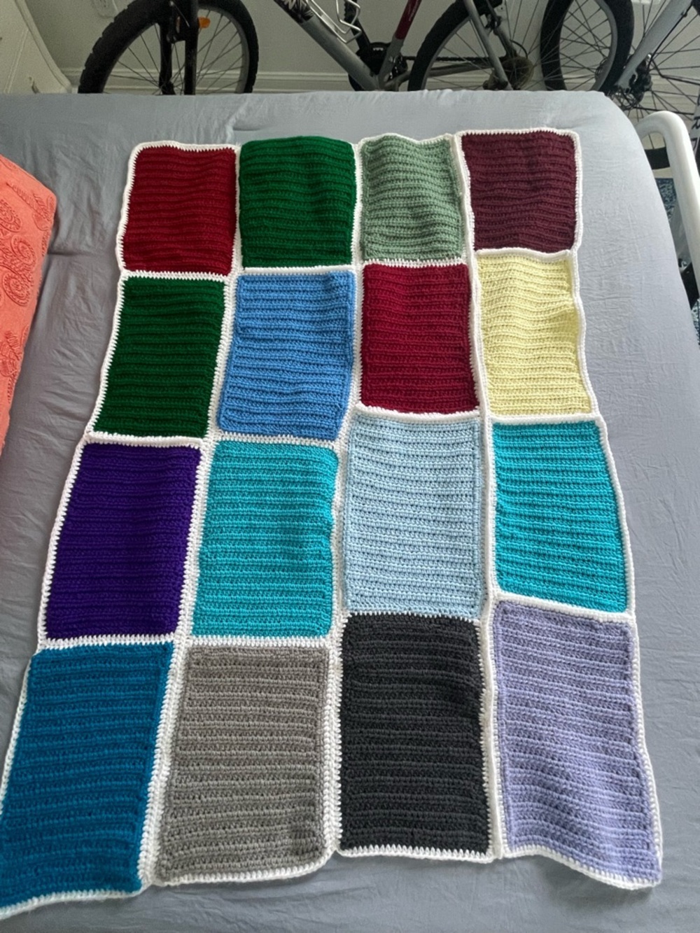 Handmade Crochet Patchwork Throw -‎ Multicolor Squares